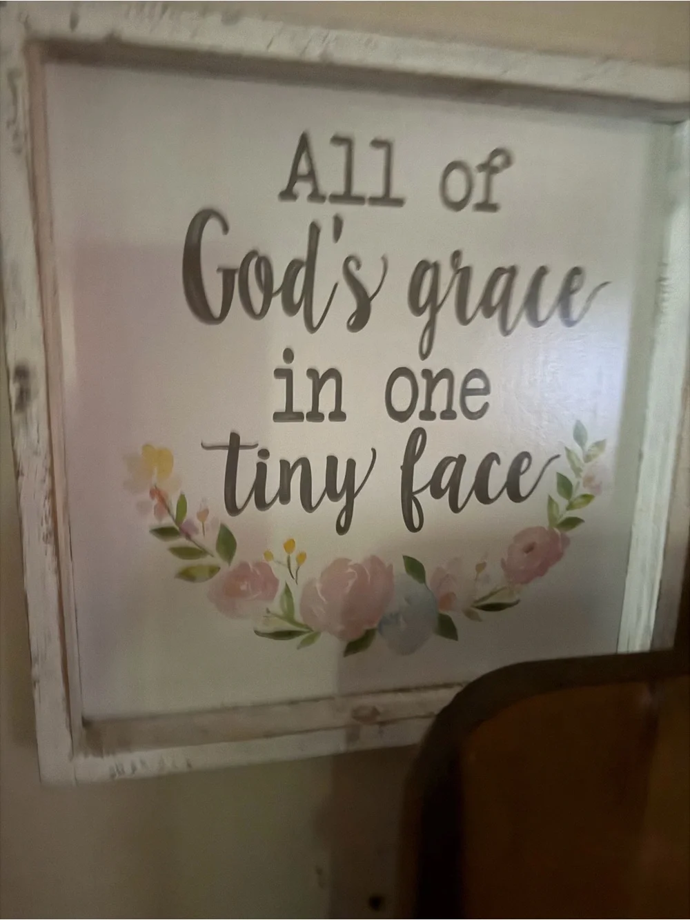 All of God's Grace Floral Wall Sign - White and Pink
